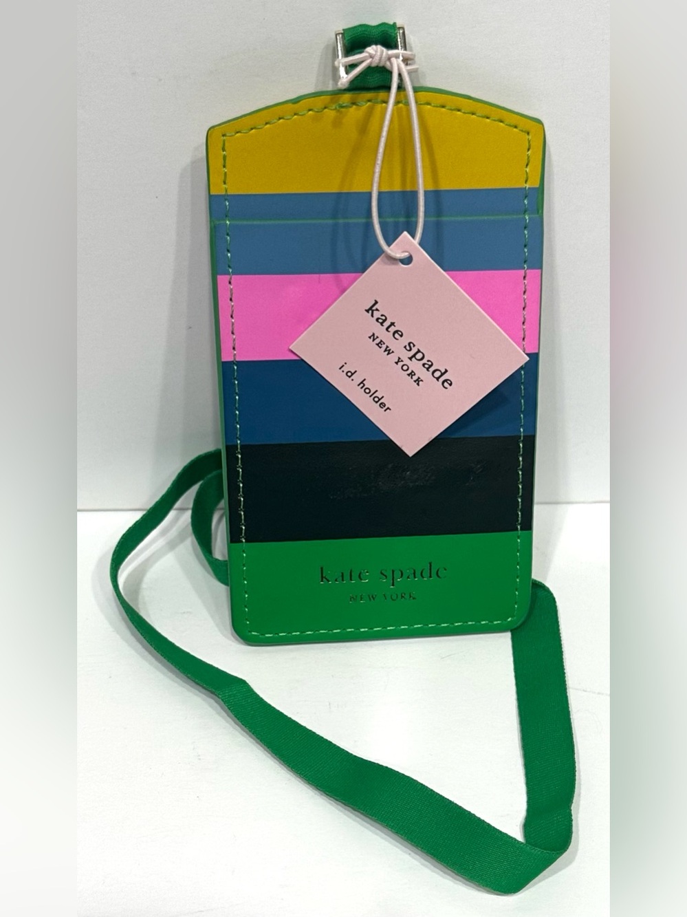 NEW, KATE SPADE New York ID Badge Holder Lanyard Vegan Leather Slim Card